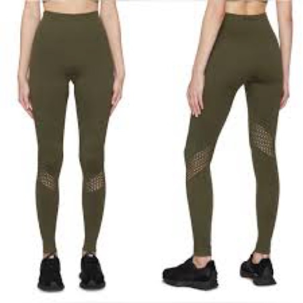 Alala Olive Green High-Waist Laser-Cut Leggings